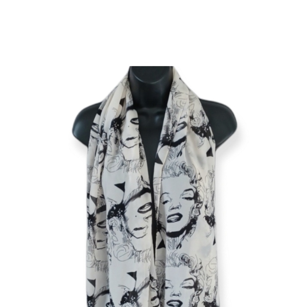 Marilyn Monroe Black & White Face Print Scarf